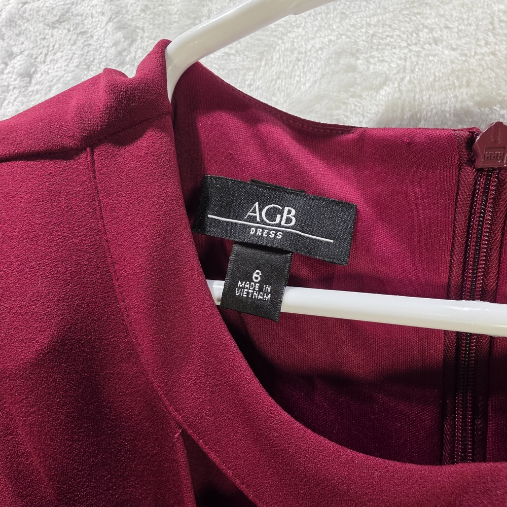 AGB Women's Mini Dress in Rich Burgundy Size 6 - Picture 4 of 5